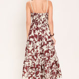 ROMANCE IN WINE WOVEN MIDI DRESS