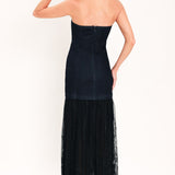 MIDNIGHT COLUMN MUSE DENIM TUBE DRESS