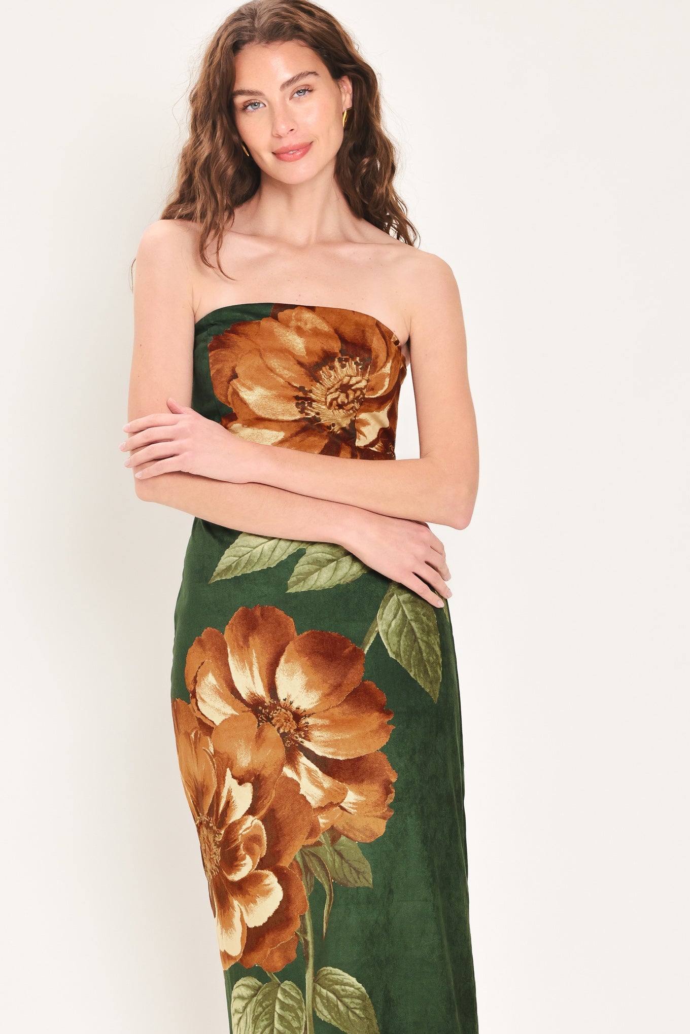 Flying Tomato Evergreen Enchantment Hunter Green Tube Midi Dress