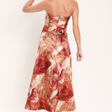 CINNAMON FLORA DRIFT WOVEN MIDI DRESS