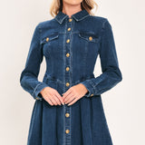 DENIM HERITAGE FLARE MINI DRESS