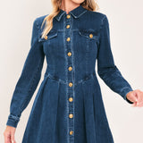 DENIM HERITAGE FLARE MINI DRESS