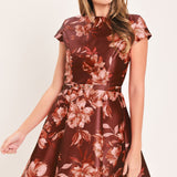MAHOGANY FLORAL KISS WOVEN MINI DRESS