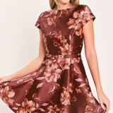 MAHOGANY FLORAL KISS WOVEN MINI DRESS
