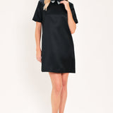 Flying Tomato Onyx Collar Glow Woven Mini Dress in black