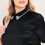 Flying Tomato Onyx Collar Glow Woven Mini Dress in black