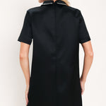 Flying Tomato Onyx Collar Glow Woven Mini Dress in black