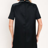 Flying Tomato Onyx Collar Glow Woven Mini Dress in black