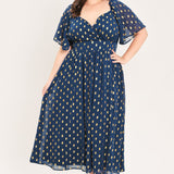 SHIMMERING SKY AFFECTION WOVEN MIDI DRESS