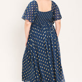SHIMMERING SKY AFFECTION WOVEN MIDI DRESS