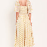 SHIMMERING SKY AFFECTION WOVEN MIDI DRESS
