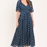 SHIMMERING SKY AFFECTION WOVEN MIDI DRESS