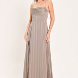 MISTED SILK DAYBREAK WOVEN SHADOW STRIPE MAXI DRESS