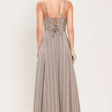 MISTED SILK DAYBREAK WOVEN SHADOW STRIPE MAXI DRESS