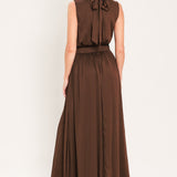 ESPRESSO GATHERED GLOW WOVEN MAXI DRESS