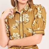 SUNWARM FLORAL CHARM WOVEN MINI SHIRT DRESS