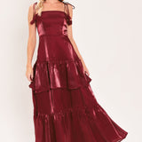 BORDEAUX BLOOM WOVEN MAXI DRESS