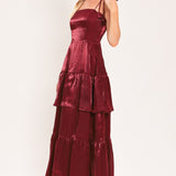 BORDEAUX BLOOM WOVEN MAXI DRESS