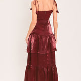 BORDEAUX BLOOM WOVEN MAXI DRESS