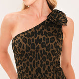 LEOPARD NOIR MUSE WOVEN MIDI DRESS