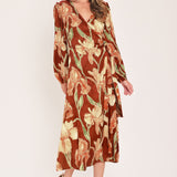FALLING FOR YOU FAUX WRAP MIDI DRESS