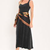 DARKWASH SCARF ELEGANCE DENIM MIDI DRESS