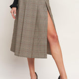 BRITISH TRACE WOVEN MIDI SKIRT