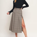 BRITISH TRACE WOVEN MIDI SKIRT