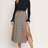 BRITISH TRACE WOVEN MIDI SKIRT