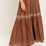 FULL SPEED AHEAD BROWN WOVEN MAXI SKIRT