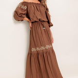FULL SPEED AHEAD BROWN WOVEN MAXI SKIRT