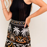 TROPIC SHADOW BLACK WOVEN MINI SKIRT