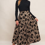 Flying Tomato Classic Bloom Look Woven Flocking Circle Skirt in sand