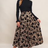 Flying Tomato Classic Bloom Look Woven Flocking Circle Skirt in sand