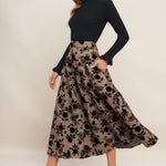 Flying Tomato Classic Bloom Look Woven Flocking Circle Skirt in sand