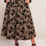 Flying Tomato Classic Bloom Look Woven Flocking Circle Skirt in sand