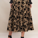 Flying Tomato Classic Bloom Look Woven Flocking Circle Skirt in sand