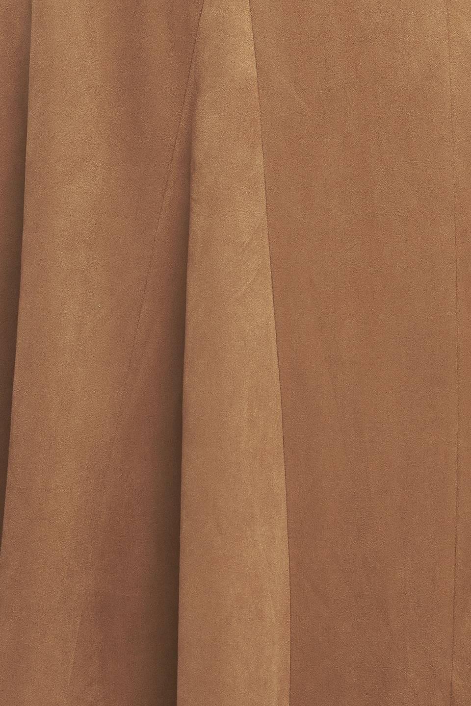 Fabric detail of Flying Tomato Urban Chic Faux Suede Midi Skirt in camel