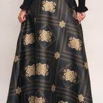 Flying Tomato Ornamental Nights Woven Maxi Circle Skirt in black