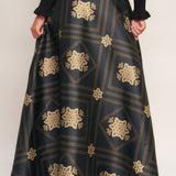 Flying Tomato Ornamental Nights Woven Maxi Circle Skirt in black