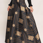 Flying Tomato Ornamental Nights Woven Maxi Circle Skirt in black