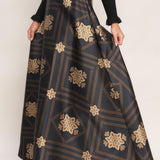Flying Tomato Ornamental Nights Woven Maxi Circle Skirt in black