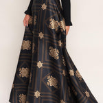 Flying Tomato Ornamental Nights Woven Maxi Circle Skirt in black