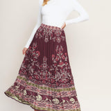AZTEC CHERRY WOVEN MIDI SKIRT