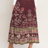 AZTEC CHERRY WOVEN MIDI SKIRT
