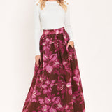 MAGENTA BLOOM CASCADE WOVEN MAXI FULL SKIRT