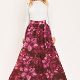MAGENTA BLOOM CASCADE WOVEN MAXI FULL SKIRT