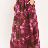 MAGENTA BLOOM CASCADE WOVEN MAXI FULL SKIRT
