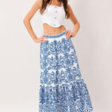 AZURE ORNATE WOVEN FULL MIDI SKIRT