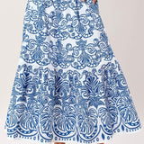 AZURE ORNATE WOVEN FULL MIDI SKIRT